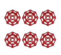 Abaodam 6pcs Red Cast Iron Round Wheel Handle Replacement for Water Valves and Outdoor Faucets with Internal Square Stem Hole 7x7mm, Universal Fit for Garden Spigot and Building