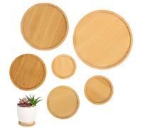 Abaodam 6pcs Round Bamboo Plant Pot Tray Saucer, Flower Pot Base Plate with Fine Workmanship, Sturdy and Not Easy to Deform, for Indoor and Outdoor Garden Use