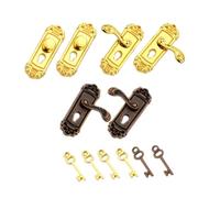 Abaodam 6Pcs Scale Dollhouse Hardware Metal Keyed Handles Retro Design for Dollhouse Accessories and Mini House Decorations