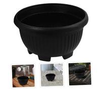 Abaodam 6pcs Shallow Plastic Succulent Planter Pot for Indoor and Outdoor Use Medium Size Black Planter for Houseplants Garden Flower Pot Drainage