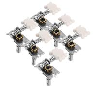 Abaodam 6pcs Silver Pearled Guitar Tuning Pegs Single-unit Open Design with Steel Post for Acoustic Guitar and Ukulele Easy String Changes Stable Sound Quality Beginner-friendly