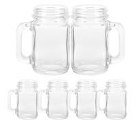 Abaodam 6pcs Small Glass Cups Beer Cups with Handle Premium Design Elegant Innovative for Birthday Parties and Trendy Restaurants