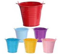 Abaodam 6pcs Small Metal Bucket with Handle 225ml 7.6 Fl Oz Iron Rust Resistant Leak Proof Candy Storage Container for Desktop Storage Basket and Art Bucket Decor