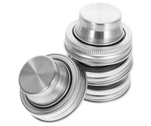 Abaodam 6pcs Stainless Steel Jar Shaker Lids for Wide Mason Jars with Sturdy Spout Dispenser, Easy to Store Cocktail Lids Suitable for Kitchen Use and Mixing up A Cocktail at The Bar