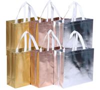 Abaodam 6pcs Tote Bag Reusable Grocery Bags Large Capacity Non-woven Fabric Easy to Carry Multi-purpose Storage Stylish Design for Daily Using and Shopping