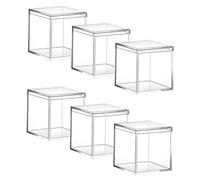 Abaodam 6Pcs Transparent Acrylic Candy Storage Boxes with Lids Clear Square Containers for Beads Jewelry Small Item Organiser Reusable Decorative Cubes for Party and Packaging
