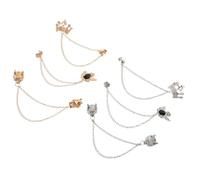 Abaodam 6pcs Vintage Brooch Pin Set for Men Lightweight Alloy Crown and Dragon Head Collar Pins with Tassel, High Durability Suit Accessories for Formal Occasions and Work