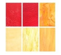 Abaodam 6pcs Water Ripple Textured Stained Glass Sheets for Church and Cathedral Mosaic Crafts DIY Colored Mica Glass Tiles in Yellow Orange Yellow Orange Red