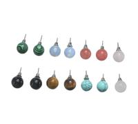 Abaodam 7 Pairs Stone Stud Earrings Set, Turquoise and Tiger Eye Crystal Ear Studs for Women, Colorful Semi-precious Jewelry for Daily Wear