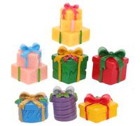 Abaodam 7 Pcs Christmas Miniature Resin Gift Boxes Multicolor Mini Christmas Ornaments for Craft Dollhouse And Xmax Mini Decorations