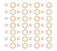 Abaodam 75pcs Unfinished Natural Wood Beads and Macrame Rings Set, Large Hole Wooden Spacer Beads for Wreath, Jewelry Making, and DIY Craft Projects in Raw Wood Color
