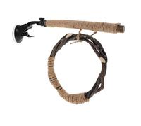 Abaodam 76x8.65x2.63 in U-shaped Parrot Stand Rope Perch for Parrots with Strong Suction Cup Base Easy to Install Wooden Stand Rod Light Brown for Windows Outdoor Medium Birds