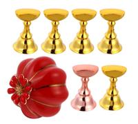 Abaodam 7pcs Elegant Pumpkin Shape Nail Art Practice Holder with 6 Upper Side Seats Ceramic and Metal Nail Display Stand with Magnet Base Convenient and Practical or Home Use