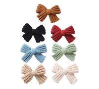Abaodam 7pcs Hair Bowknot Clips Set Soft Wool Blend Hair Barrettes for Autumn Winter for and Random Color