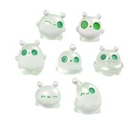 Abaodam 7pcs Luminous Miniature Aliens Figures for DIY Decor Glow the Dark Quirky Ornaments for Home Office Rooms Fairy Gardens Unique Micro Landscape Accessories