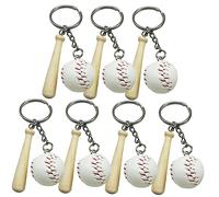 Abaodam 7Pcs Mini Baseball Keychains Creative Key Ring Decor with Wooden Bat Fun Accessories for Sports Party Favors for Teens and Baseball Fans