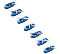 Abaodam 7pcs Miniature Blue Boat Model with 2 Wooden Oars, Ocean Beach Micro Landscape DIY Decoration Set, Dollhouse Accessories for Seaside Scene Crafting