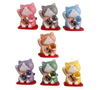 Abaodam 7pcs Miniature Lucky Cat Figurines PVC Material Cute Fortune Cat Statues for Garden Bonsai Desktop Micro Landscape Decoration