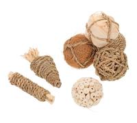 Abaodam 7pcs Natural Grass Ball Chew for Small Pets Safe Pet Gnawing for Rabbits Guinea Pigs Hamsters Chinchillas Teeth Grinding Boredom Breaker Promotes Healthy Gums and Activity