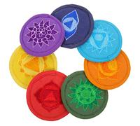 Abaodam 7pcs Tibetan Singing Bowl Cushions Set, Hand-embroidered Buddhist Sound Bowl Pads, Small Size Multi-color Cotton Mats for Meditation and Yoga Studio Decor