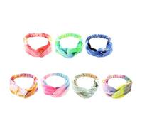 Abaodam 7Pcs Tie-Dye Elastic Cross Knot Headbands for and, Soft Stretchy Hairbands in Mixed Colors, Birthday Party Hair Accessories for Ages 6-8