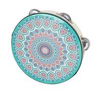 Abaodam 8-inch Green Heart Handheld Tambourine with Single Row Jingles, Traditional Uyghur Style Hand Drum for Adults and Children, Percussion Musical Instrument for Band and Party Use