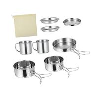 Abaodam 8 Pcs Outdoor Camping Cookware Set Stainless Steel Backpacking Cooking Kit with Compact Design for Efficient Cooking and Easy Storage for Hiking and Bbq