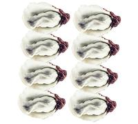 Abaodam 8-Piece Lifelike Fresh Oyster Model Set for Kitchen Pretend Play Artificial Seafood Display Props Realistic Simulation Oysters for Creative Cooking and Decorations