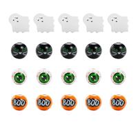 Abaodam 80 Pcs Wooden Round Charms Halloween Pattern Beads with Smooth Surface Without Burrs DIY Wood Spacer Beads for Buttons for DIY Handicrafts Simple Pattern for Crafting
