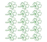 Abaodam 80pcs St Patrick's Day Shamrock Paper Clips, Metal Four Leaf Clover Decorative Bookmark Clips for Organizing Book Pages and Decorating Stationery in School Or Classroom Materials