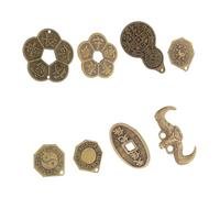 Abaodam 8pcs Brass Chinese Feng Shui Coins for Luck and Prosperity Traditional Auspicious Divination Craft Supply Cultural Decoration with Design and Elegant Symbols for Fortune-telling