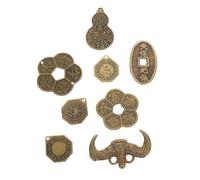 Abaodam 8pcs Chinese Feng Shui Brass Coins for Divination and Attracting Wealth, Multi-function Ancient Style Luck Coins for Fortune Telling and Home Decor Random Style