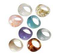 Abaodam 8pcs Chunky Acrylic Resin Rings Wide Dome Statement Knuckle Finger Rings for Women Lightweight Colorful Fashion Jewelry for Wedding Birthday Party Christmas