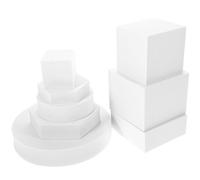 Abaodam 8pcs Geometric Three-Dimensional Ornaments Makeup Tool Jewelry Geometric Cube Display Riser Stand Jewelry Photography Props Polymer Foam Geometry Block Make up White