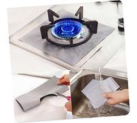 Abaodam 8pcs Heavy Duty Gas Hob Liners Silver Non-stick Oven Protector Sheets with Precut Burner Reusable Cooker Covers for Gas and Electric Hobs