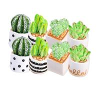 Abaodam 8pcs Mini Cactus Potted Plants Set, Miniature Faux Succulent Bonsai for Doll House Decoration, Micro Landscape Accessories for and Home