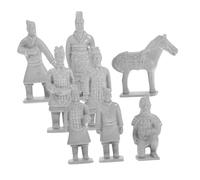 Abaodam 8pcs Mini Terracotta Warriors Figurines Grey PVC Ancient China Dynasty Collectible Military Figures for Home Desk Table Display Decorative Accent