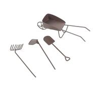 Abaodam 8pcs Miniature Garden Tools with Rustic Wheelbarrow Shovel Rake for Dollhouse Succulent Plant Care Farming Accessories Compact Decorative Kit for Home and Office