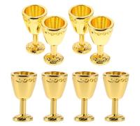 Abaodam 8pcs Miniature Golden Metal Wine Goblets for Dollhouse - Tiny Embossed Drink Cups for Doll Accessories and Mini Kitchen Décor