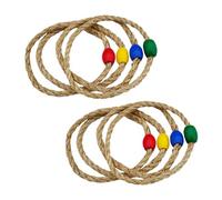 Abaodam 8PCS Natural Twine Ring Toss Game for Outdoor Educational Playthings Bright Colorful Rings for Hand-eye Coordination and Motor Skill Development Suitable for Family Random Color