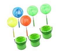 Abaodam 8pcs Outdoor Catching Set - 5 Retractable Insect Nets and 3 Foldable Fish Buckets - Telescopic Fishing Nets for Boys and Nature Exploration Random Color