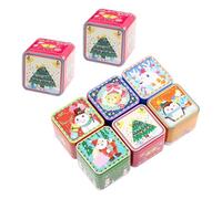 Abaodam 8Pcs Square Tinplate Biscuit Storage Boxes Christmas Candy Jars Cookie Storage Containers Baking Boxes for Holiday Treats Random Style