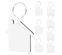 Abaodam 8pcs Sublimation Blank Keychains House Shaped DIY Key Ring Crafting Accessories Bulk Set for Heat Transfer Decoration and School Awards