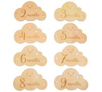 Abaodam 8Pcs Wooden Growth Progress Cards with Cloud Pattern Smooth Photo Props for Newborn Birth Announcement and Monthly Progress Recording Unique Gift for Mum and Dad Shower