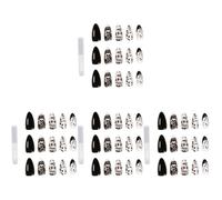 Abaodam 96 Pcs Waterproof Plastic Fake Nail Tips with Skull Design Easy and Convenient to Use for Home Use Night Club Sturdy Press on Nails