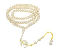 Abaodam 99 Beads Islamic Tasbih Prayer Beads Muslim Rosary with Yellow Crescent Pendant Portable Traditional Tasbeeh for Worship and Religious Ceremony