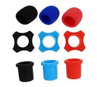 Abaodam 9pcs Microphone Protection Kit Covers in Black Red Includes Rings for Mic for Ktv and Gaming Microphone Windscreen Protection