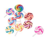 Abaodam 9pcs Mini Fake Lollipop Props Decorative Rainbow Lollipops for Photo Decor Carnival Wedding Party Decorations