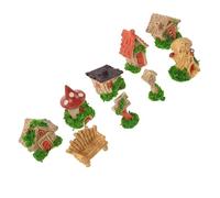Abaodam 9pcs Miniature Home Furnishings Handcrafted Tiny Figurine Decor with Guideboard Chairs Mailbox Village Houses Compact for Desk Bookshelf Fairy Garden and Dollhouse Ornament