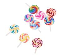Abaodam 9pcs Miniature Rainbow Fake Lollipops Realistic Polymer Clay Candy Ornaments for Carnival Party Decor DIY Micro Landscape Accessories Dollhouse Decoration Kit